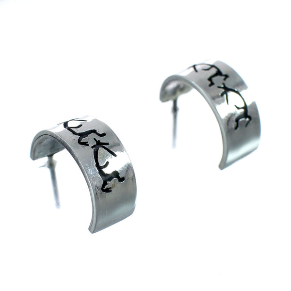 Sterling Silver Navajo Post Hoop Earrings AX129526